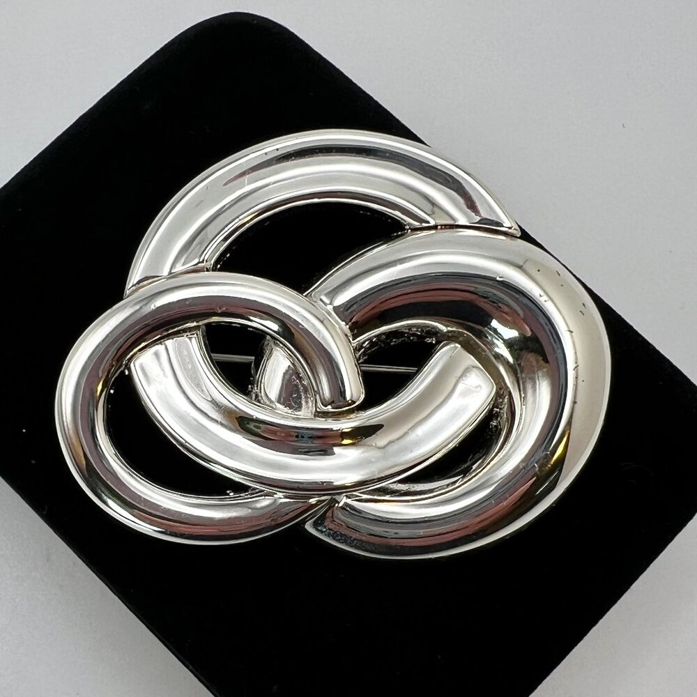 Monet Silver Abstract Circles Brooch